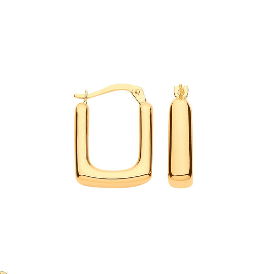 Yellow Gold Square Hoop Earrings 9ct Hoops Hallmarked 19 x 14.5mm