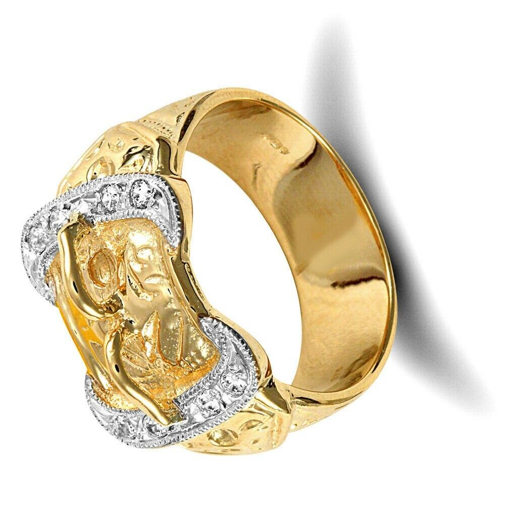 Men's Gold Buckle Ring Very Heavy Full Hallmark British Made Solid Yellow Gold