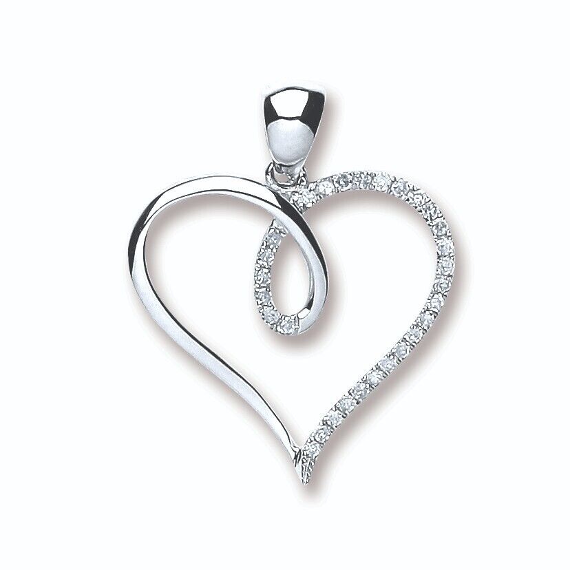 9ct White Gold 0.10ct Diamond Heart Pendant