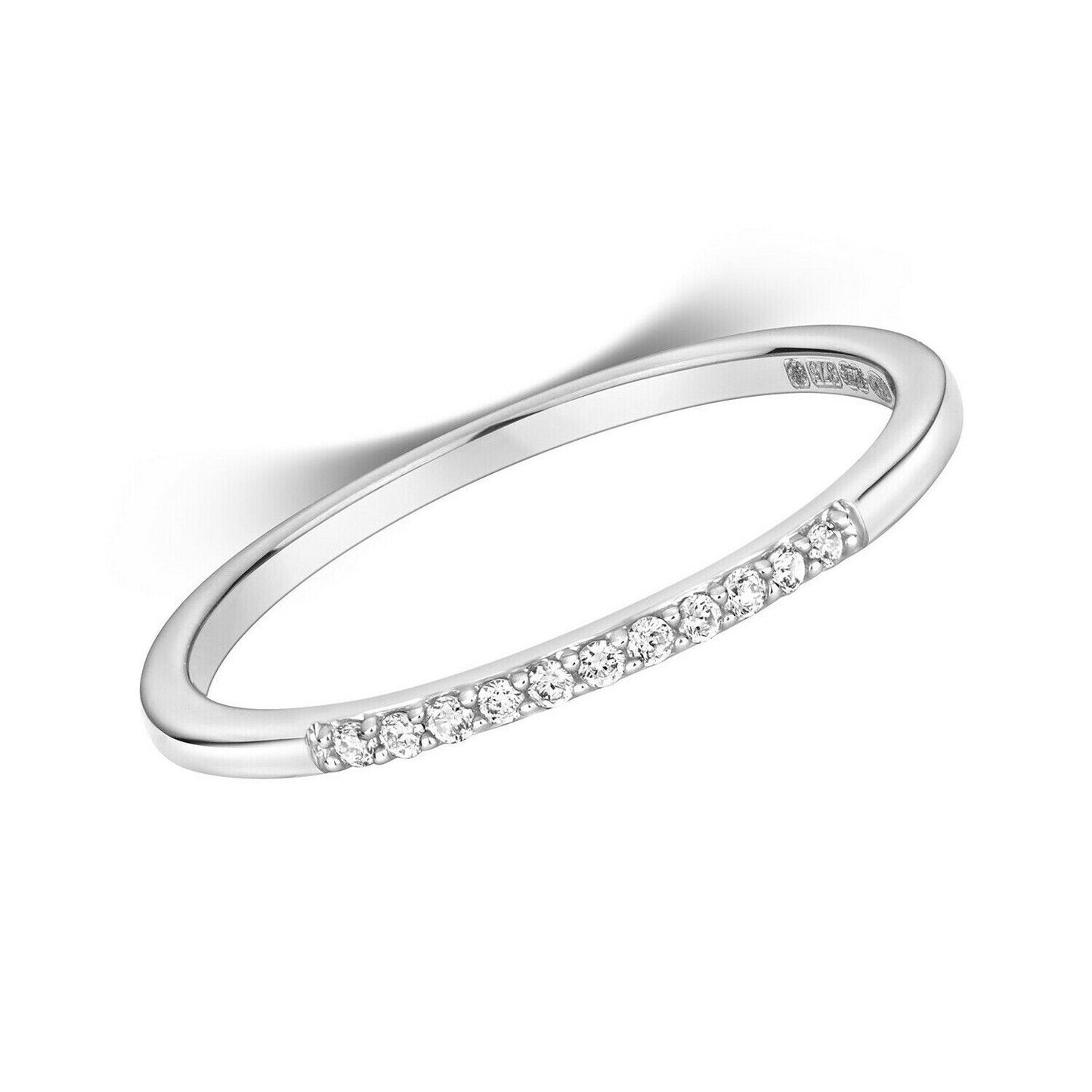 Diamond Eternity Ring Solid 9ct White Gold Slim Band Real Diamonds