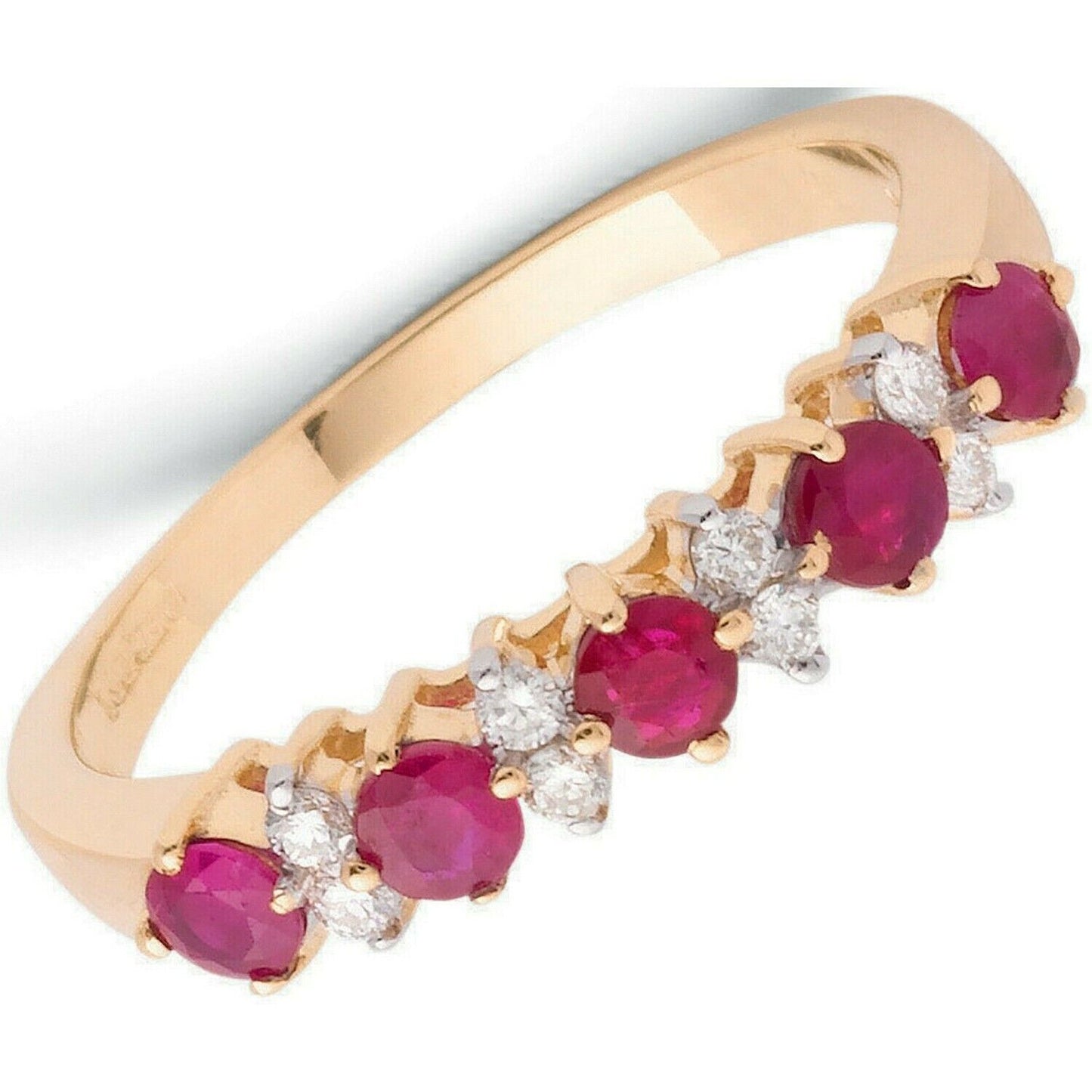 9ct Yellow Gold 0.12ct Diamond & 0.65ct Ruby Eternity Ring
