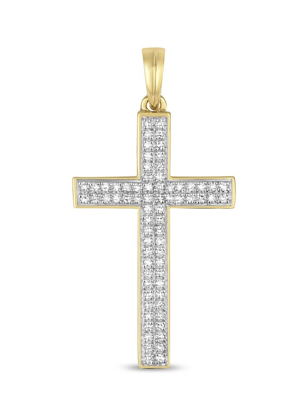 Diamond Cross Pendant Yellow Gold 0.21ct Premium Diamonds Religious Necklace