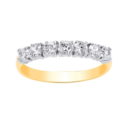 9ct Yellow Gold Eternity Ring Simulated Diamond Anniversary Band Full Hallmark