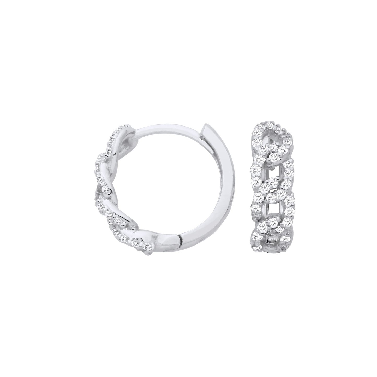 9ct White Gold Diamond 0.28ctw Huggie Earrings - 13mm