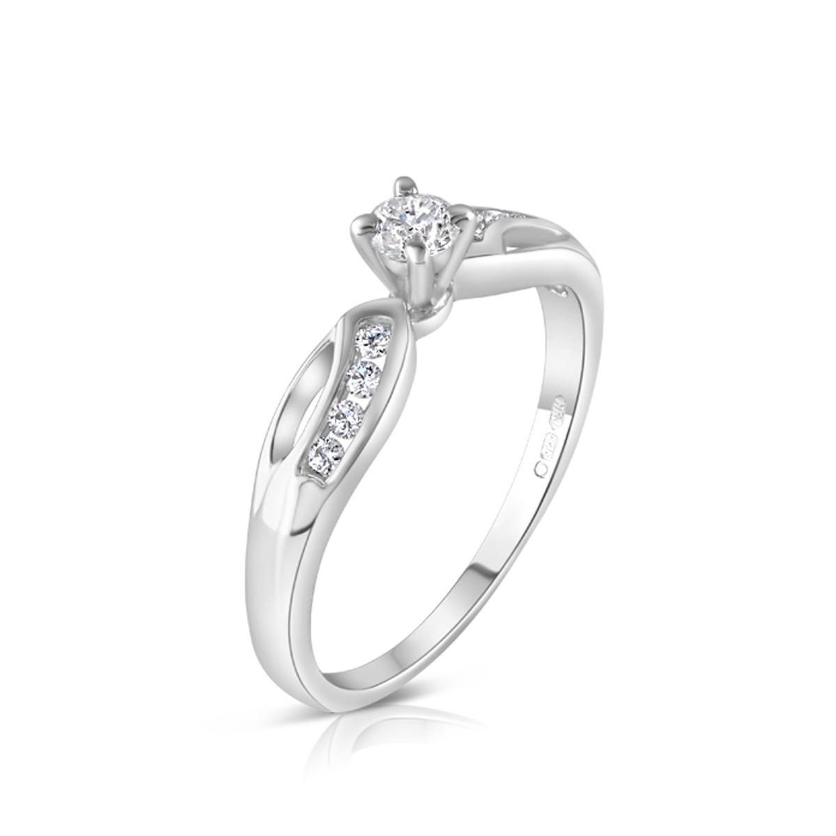 9ct White Gold 0.26ct Diamond Solitaire Engagement Ring Size J - Q