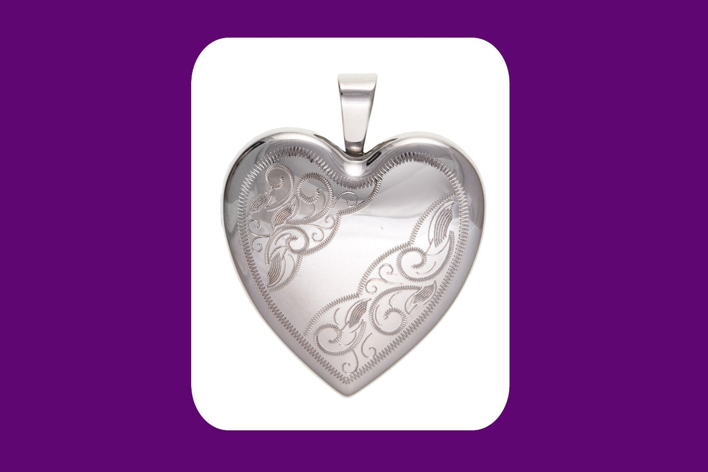 Patterned Heart Family Locket 4 Photo Solid Sterling Silver 925 Hallmark 23mm