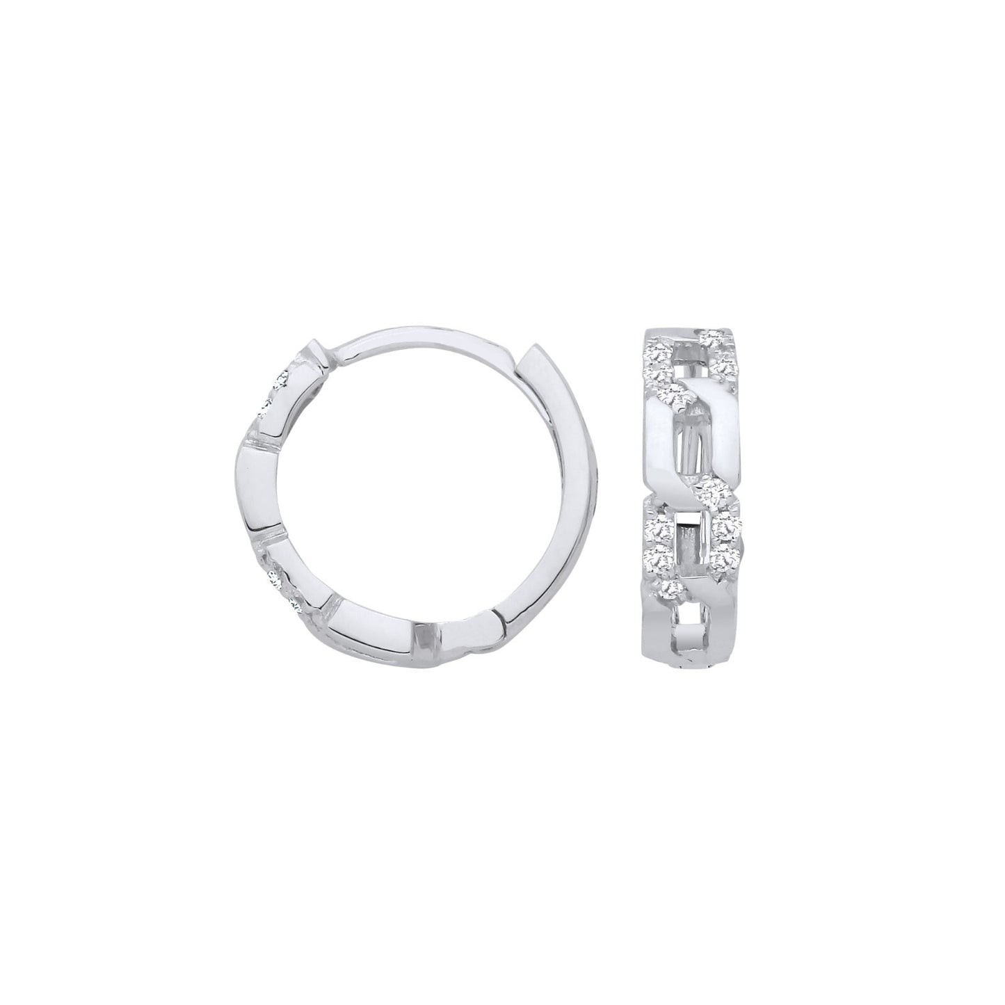 9ct White Gold 0.12ctw Diamond Huggie Earrings - 12mm