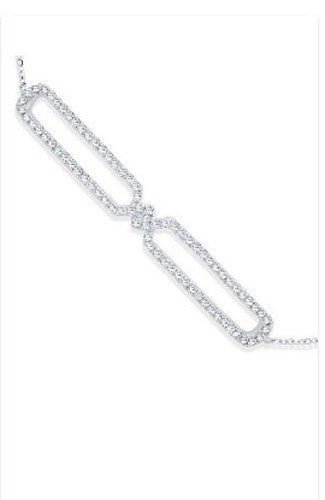 9ct White Gold Friendship 0.38ct Diamond Bracelet Made in London