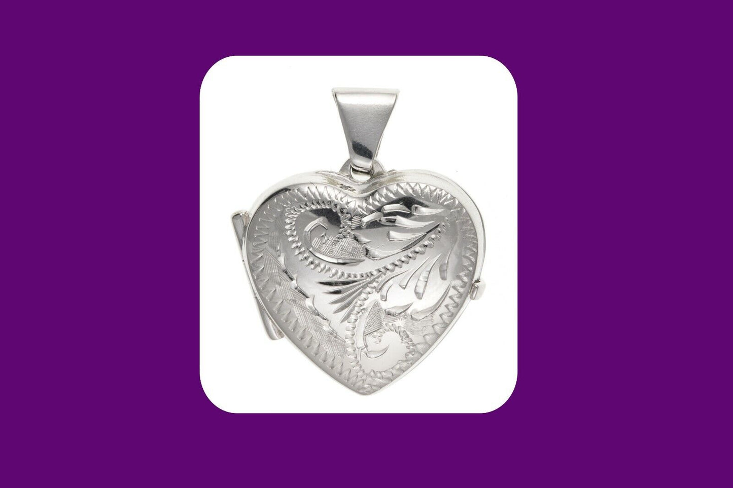 Silver Heart Family Locket Four Photographs 20mm 925 Hallmark All Chain Lengths