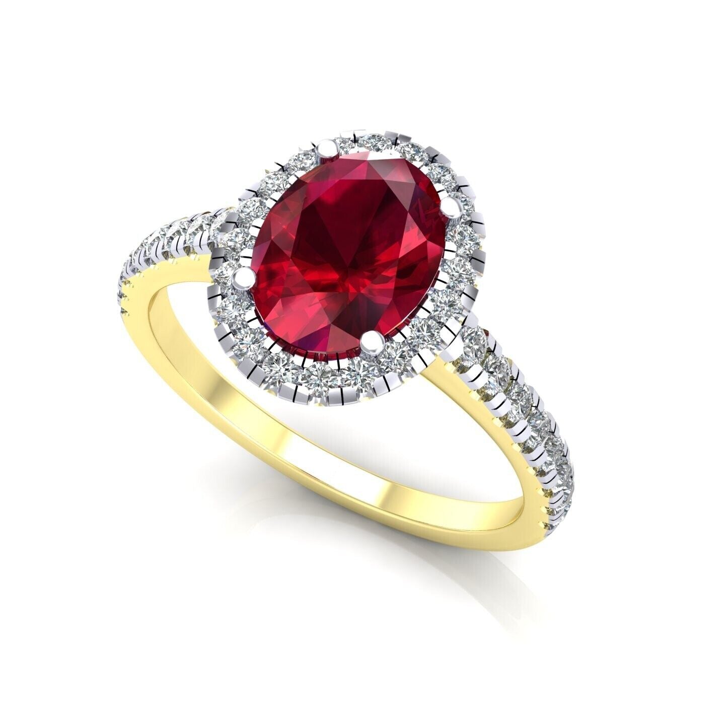 9ct Yellow Gold Ruby Oval Cluster Ring Engagement Hallmarked Sizes L - R