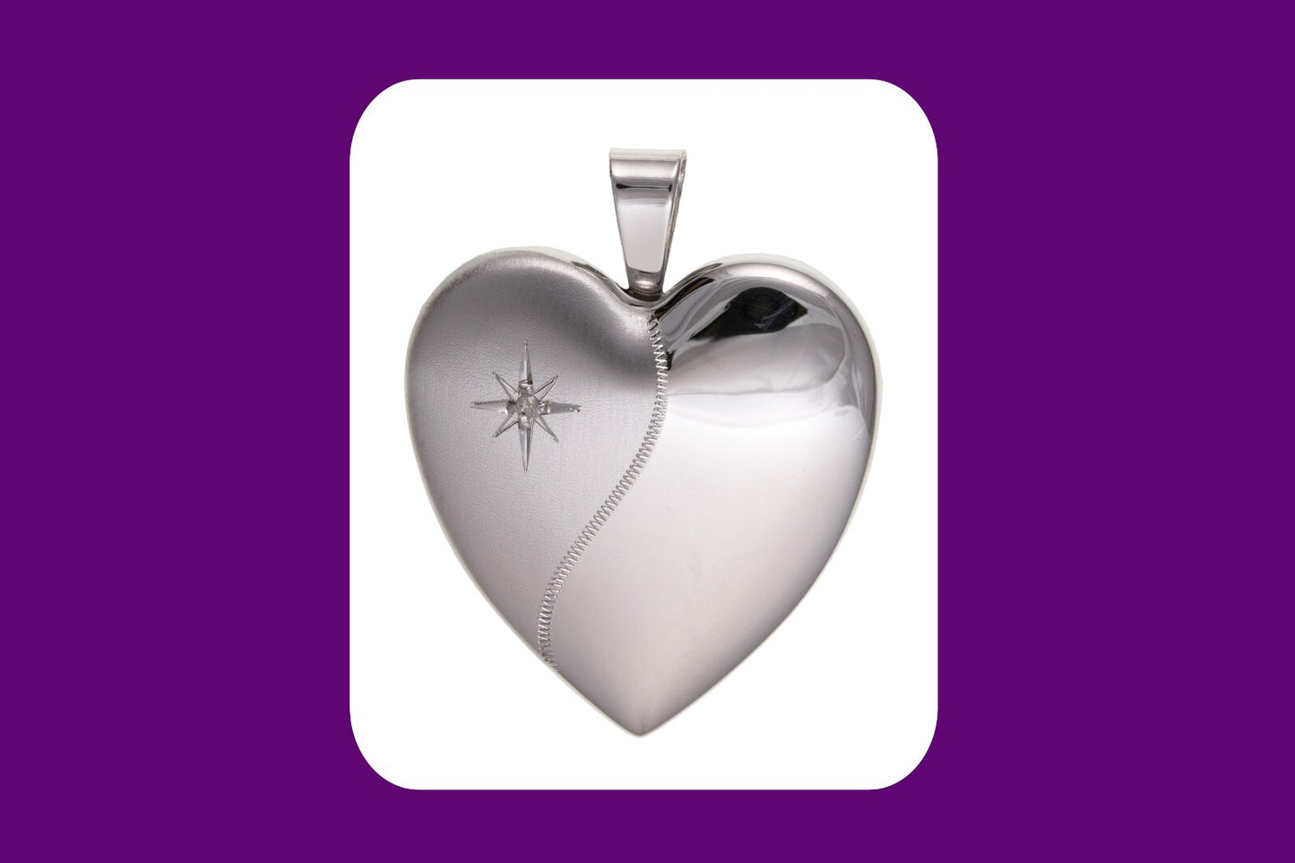 Real Diamond Heart Family Locket 4 Photo Solid Sterling Silver 925 Hallmark 24mm