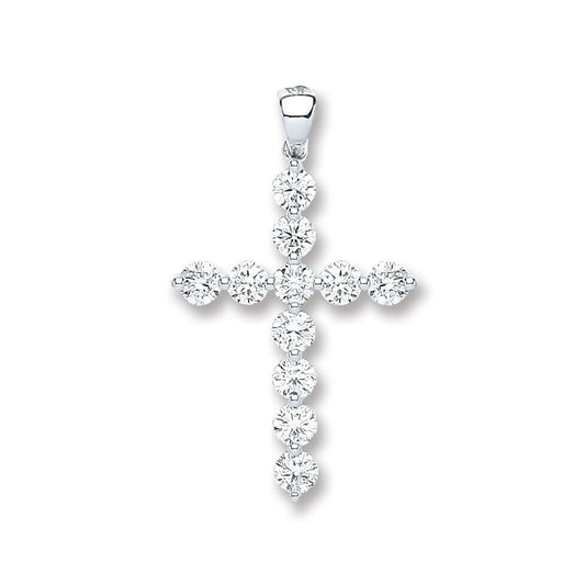 18ct White Gold 0.70ctw Diamond Cross Pendant Hallmarked
