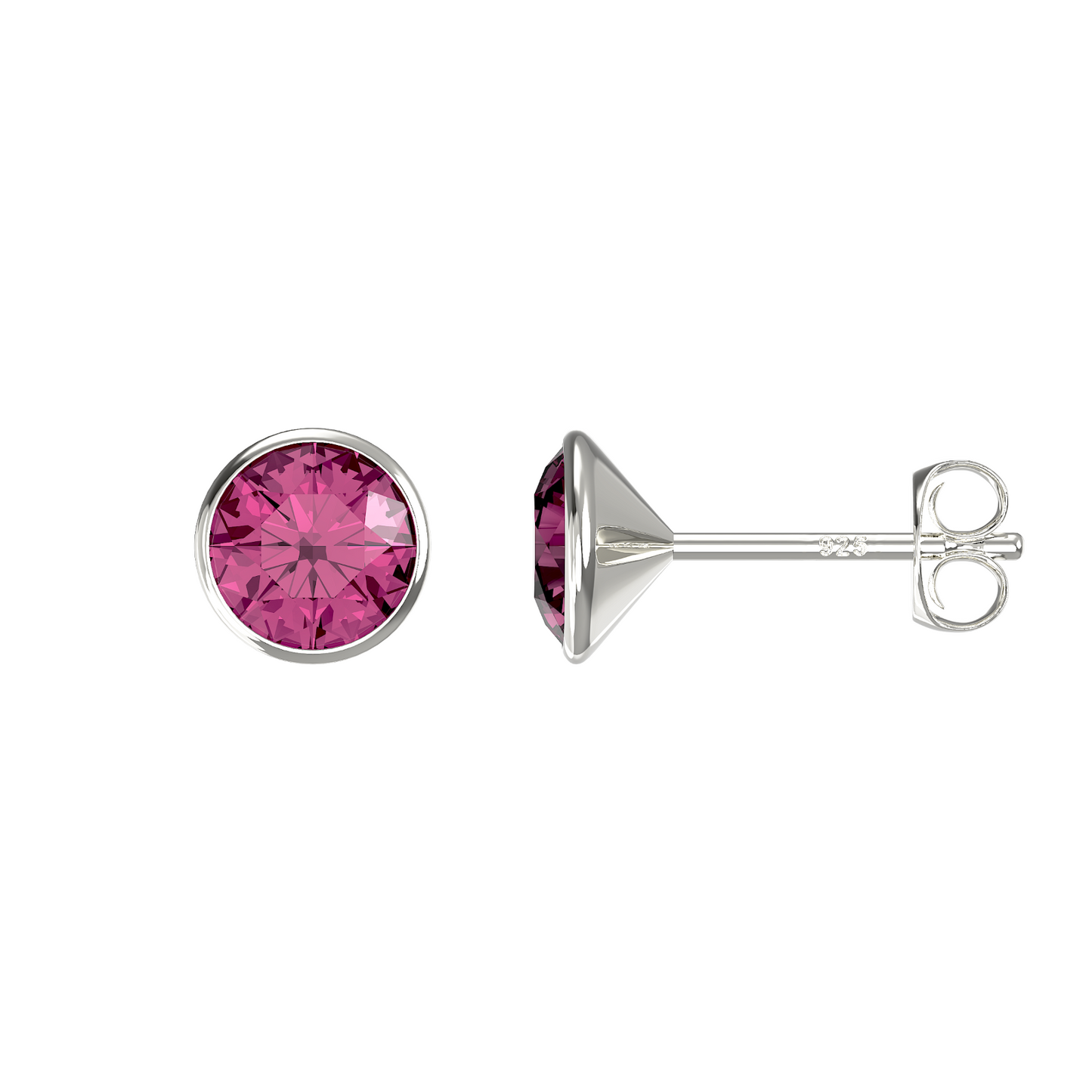 Sterling Silver Garnet Earrings Solitaire Studs 925 Hallmark British Made