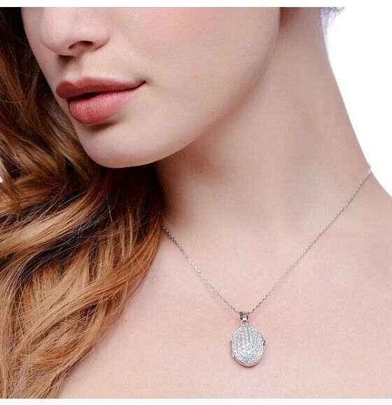 Sterling Silver Oval Locket 16 - 18" Chain Luxurious Packaging 925 Hallmarked