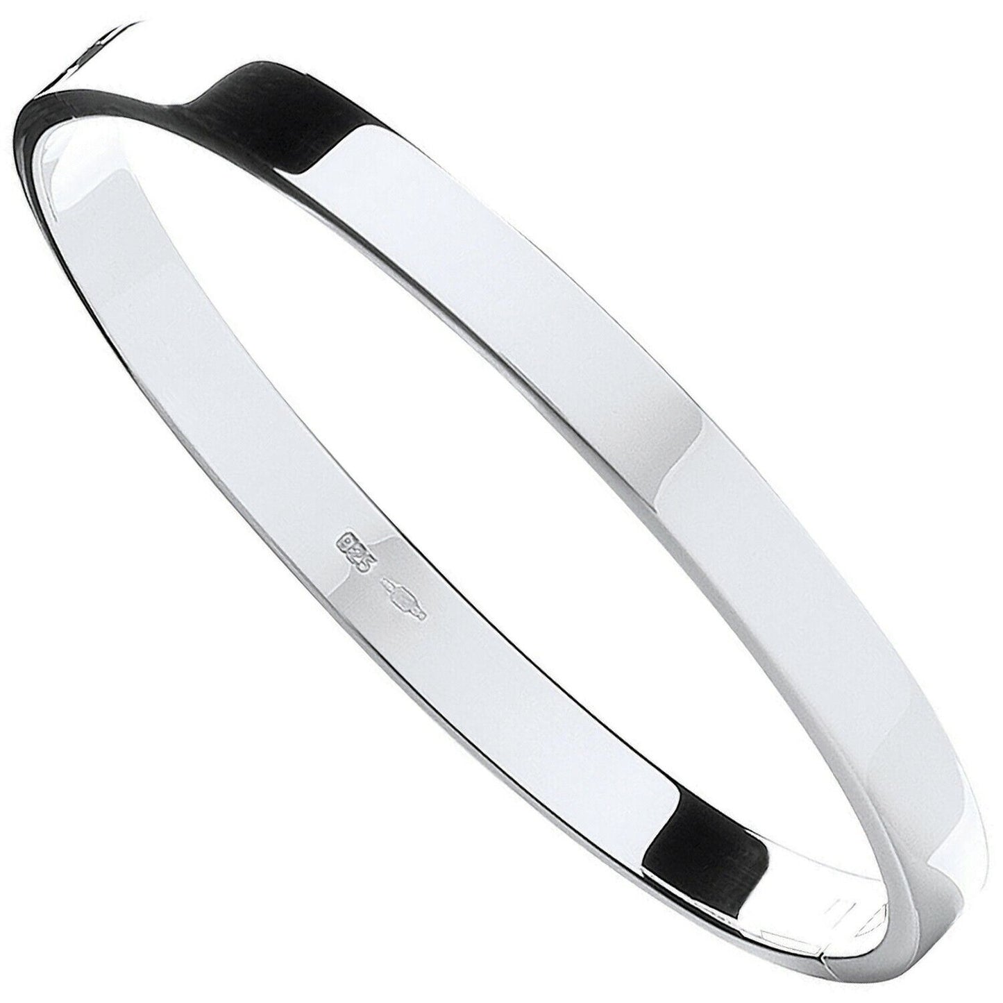 SSilver Solid 6mm Oval Shaped Hinged Bangle
