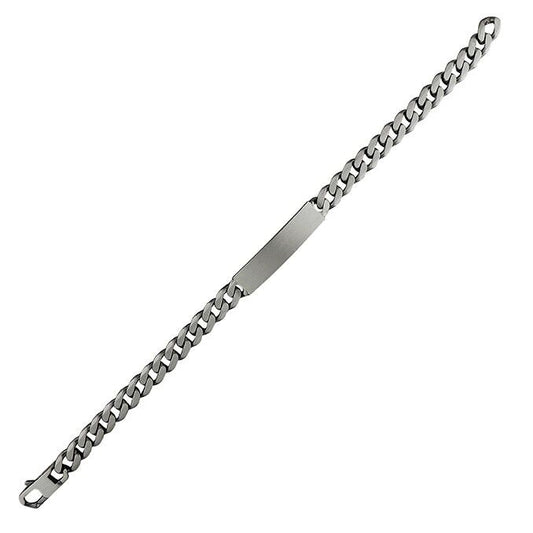 Men's I D Bracelet Oxidised Finish Link Gent's Bracelet 925 Sterling Silver