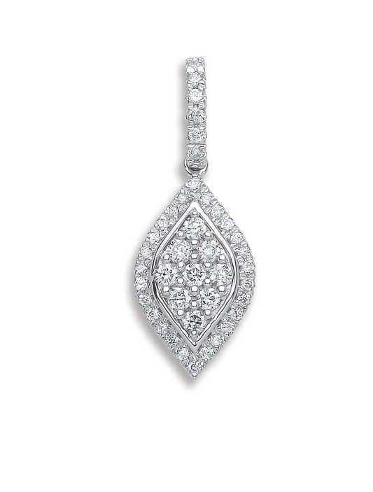 18ct White Gold 0.33ct Diamond Marquise Drop Pendant Made in London
