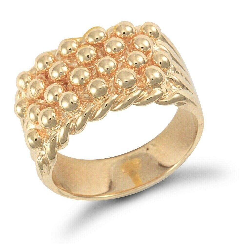 Yellow Gold Keeper Ring Gents 4 Row Solid Heavy 9 Carat Hallmarked British made