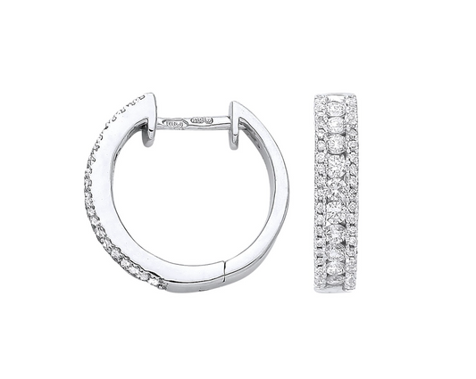 18ct White Gold 0.52ct Diamond Huggie Earrings