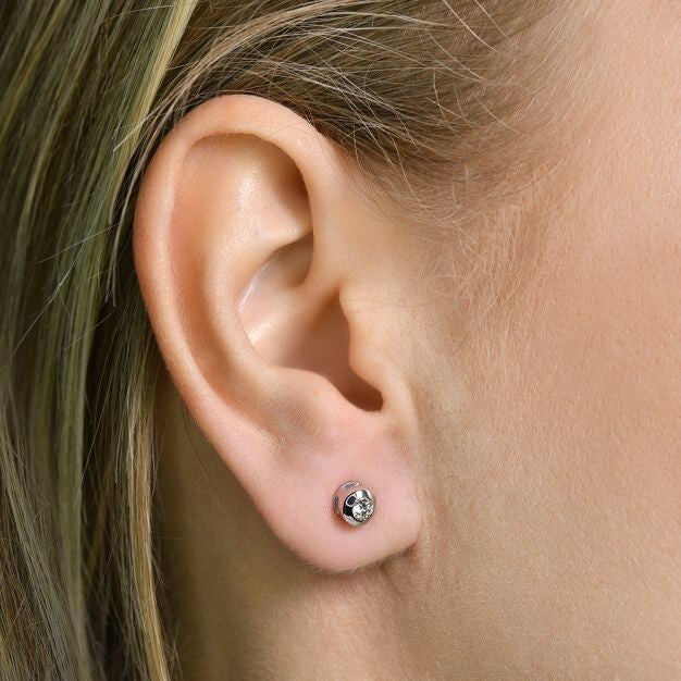 9ct White Gold 0.20ct Rubover Set Diamond Stud Earrings Made in London