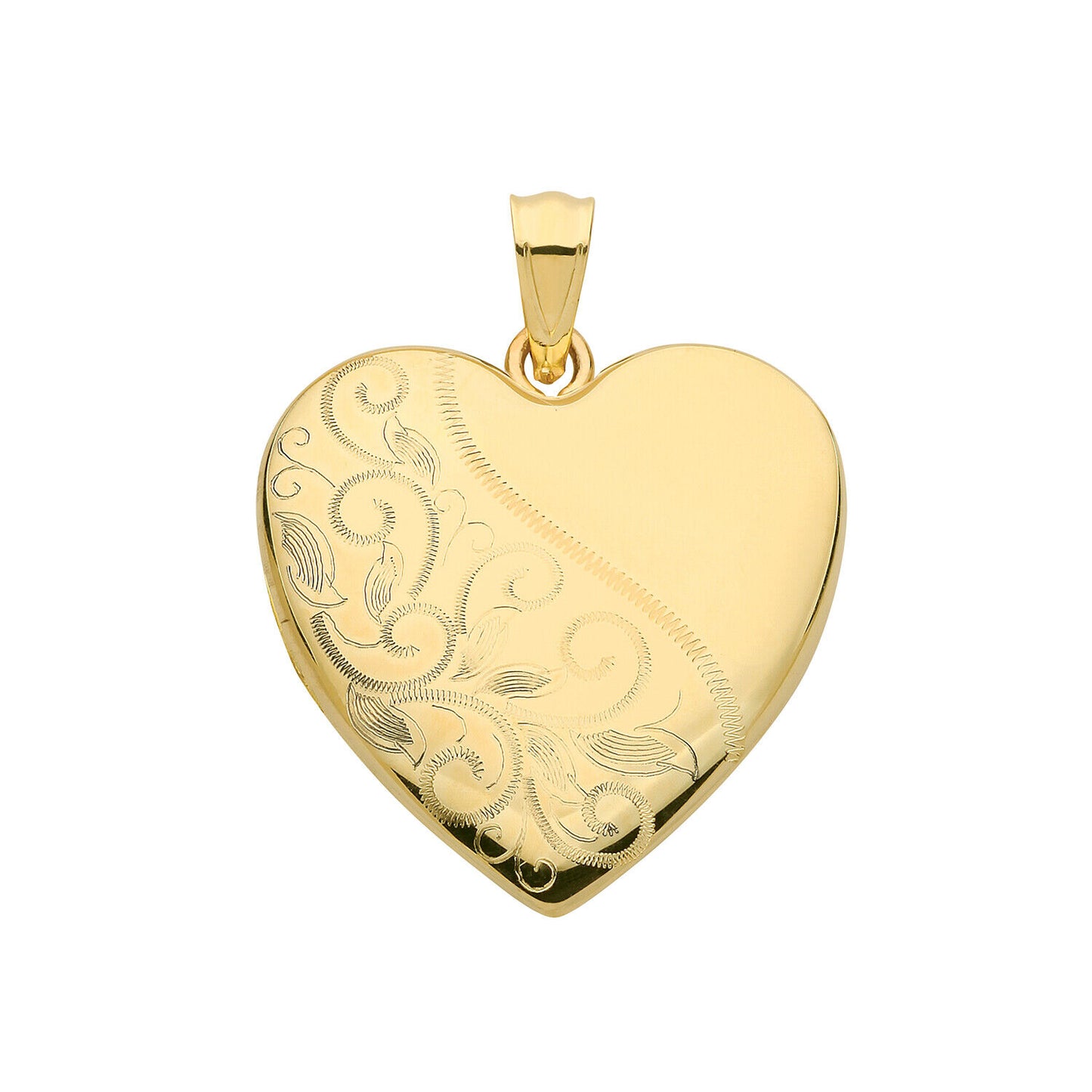 Yellow Gold Heart Locket Solid 9 Carat Hallmarked Half Patterned British Made