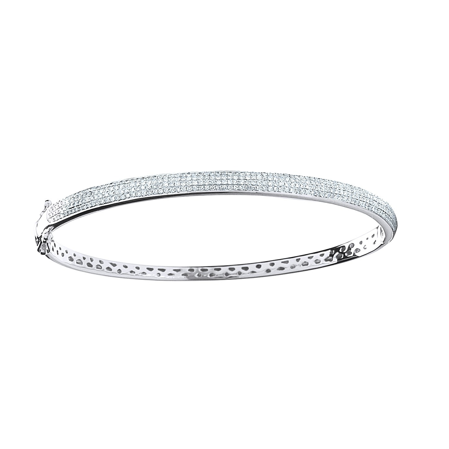 9ct White Gold 0.86ctw Pave Set Diamond Bangle Made in London