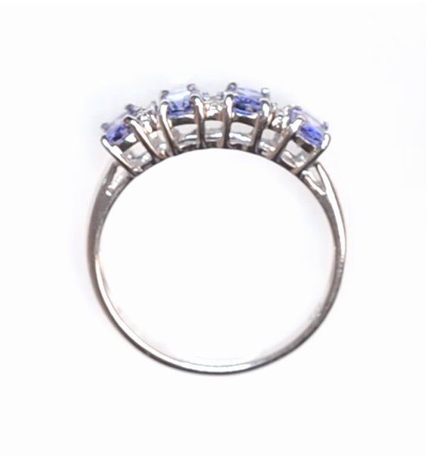Tanzanite and Diamond Eternity Ring Solid 9ct White Gold Genuine Stones Size J-Q