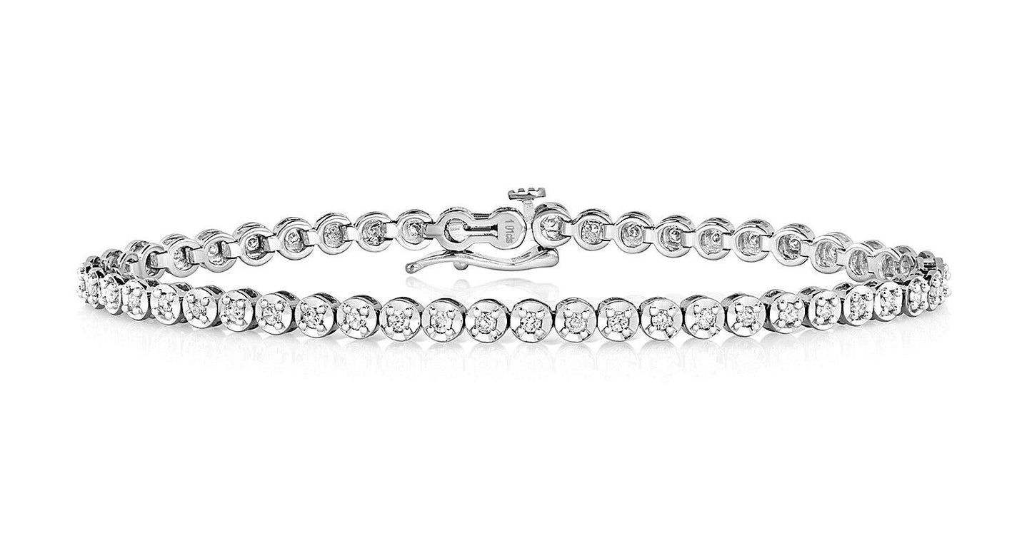 9ct White Gold Diamond Tennis Bracelet 1.00ctw