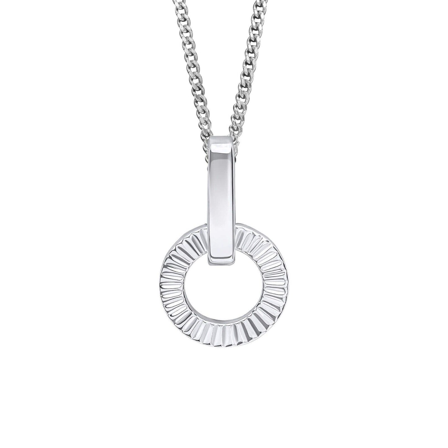 Diamond Cut Circle Drop Pendant Solid Sterling Silver 925 All Chain Lengths