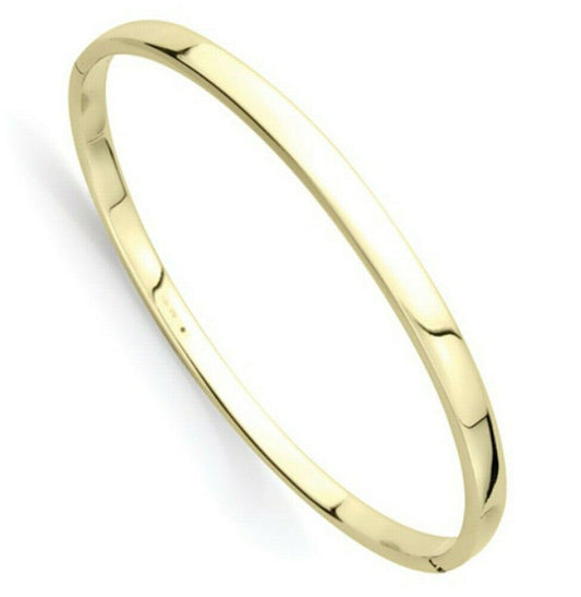 9ct Yellow Gold Hinged Bangle Simple Modern Hallmarked British Ladies Bracelet