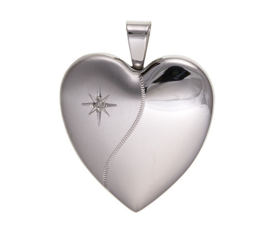 Real Diamond Heart Family Locket 4 Photo Solid Sterling Silver 925 Hallmark 24mm