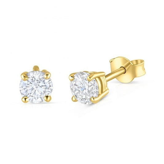 18ct Yellow Gold 1.00ct Claw Set Diamond Stud Earrings Made in London Hallmarked