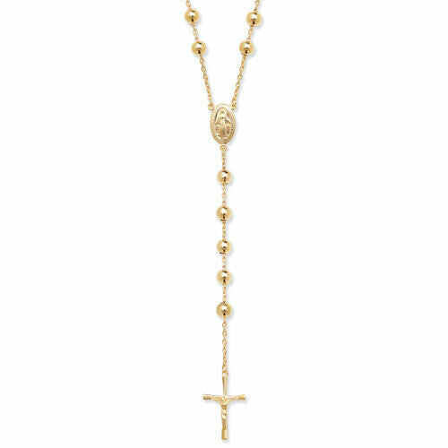 Rosary Beads Yellow Gold Necklace 24 " Hallmarked Catholic Religion
