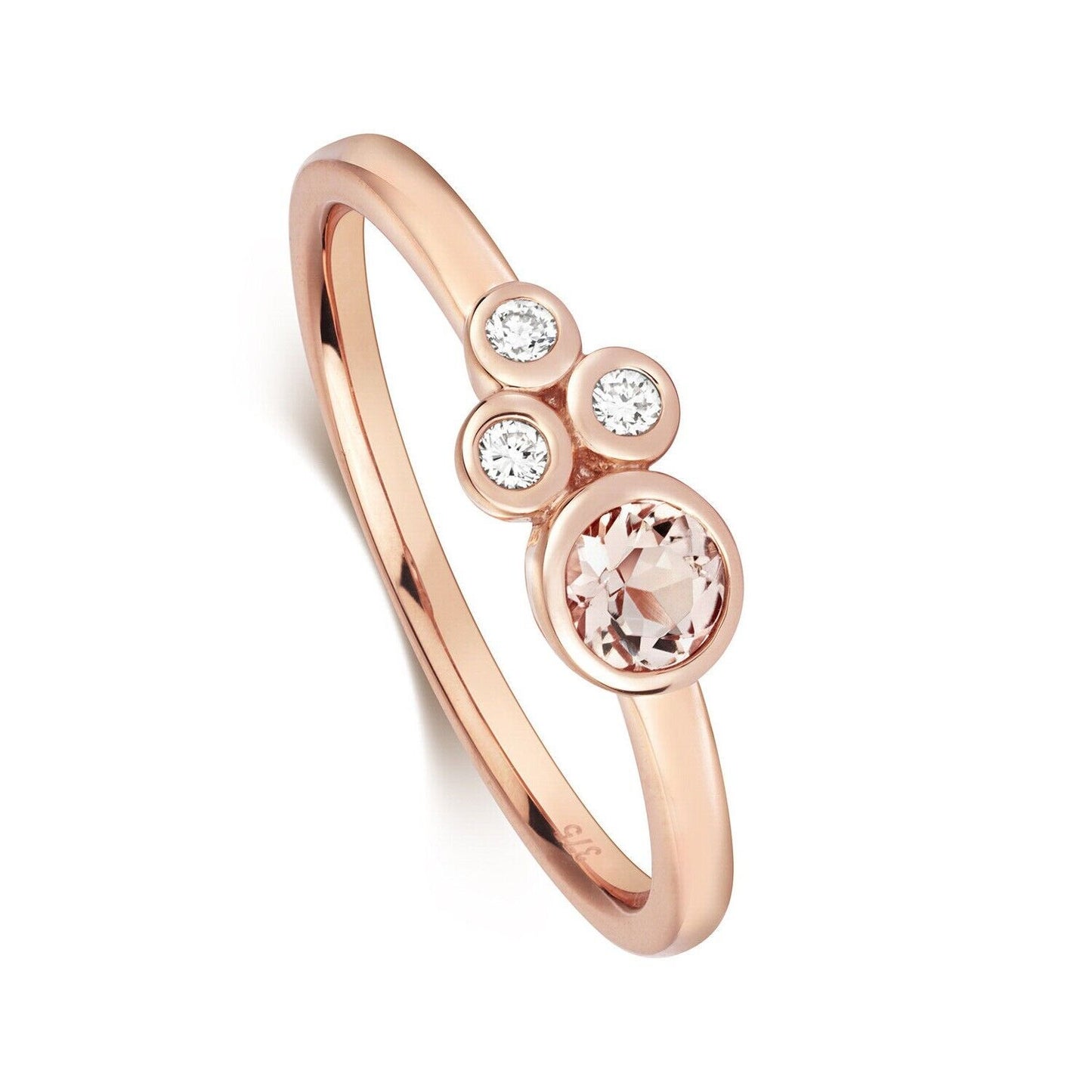 Real Morganite and Diamond Ring Solid Rose Gold Solitaire Band Size J - Q