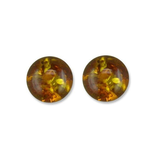 Cognac Amber Round Ball Stud Earrings 5mm Solid Sterling Silver 925
