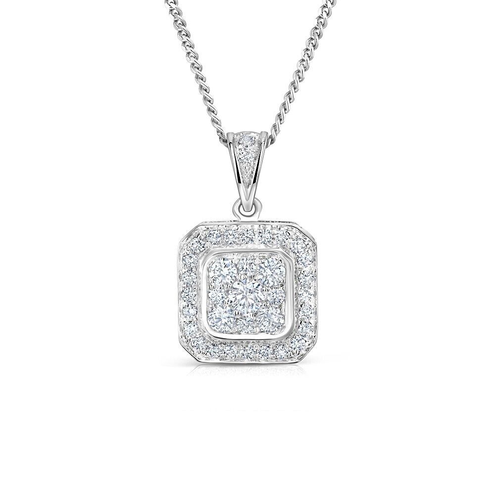 18ct White Gold 0.50ct G/Vs Diamond Pendant and 18" Chain