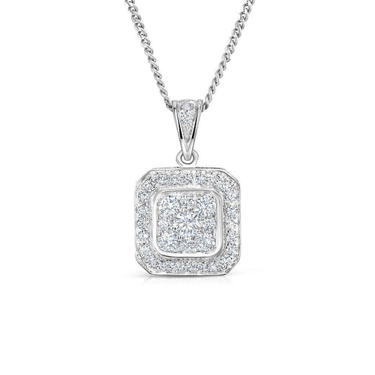 18ct White Gold 0.50ct G/Vs Diamond Pendant and 18" Chain
