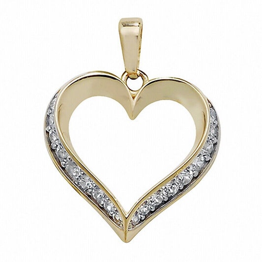 Open Heart Pendant Yellow Gold 18mm x 15mm British Made