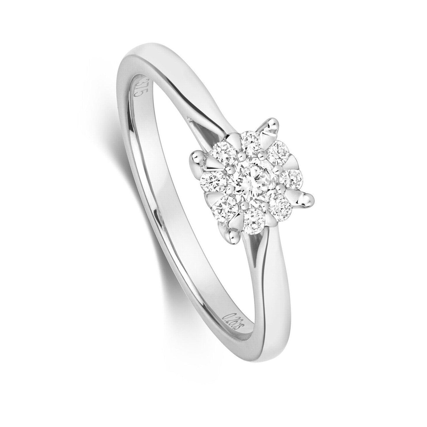Real Diamond Engagement Ring 9ct White Gold Brilliant Set Solitaire Size J-Q