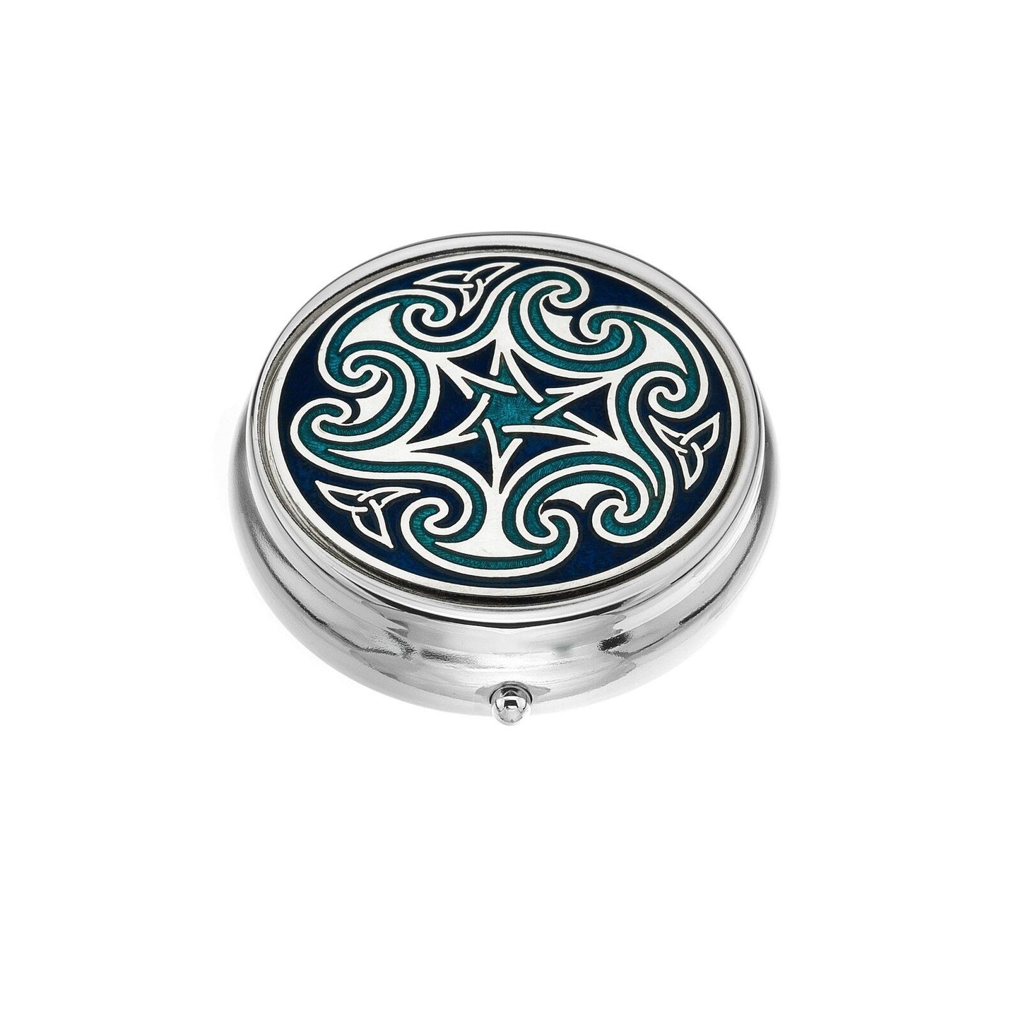 Large Pill Box Silver Plated Celtic Magic Star Blue Brand New & Boxed