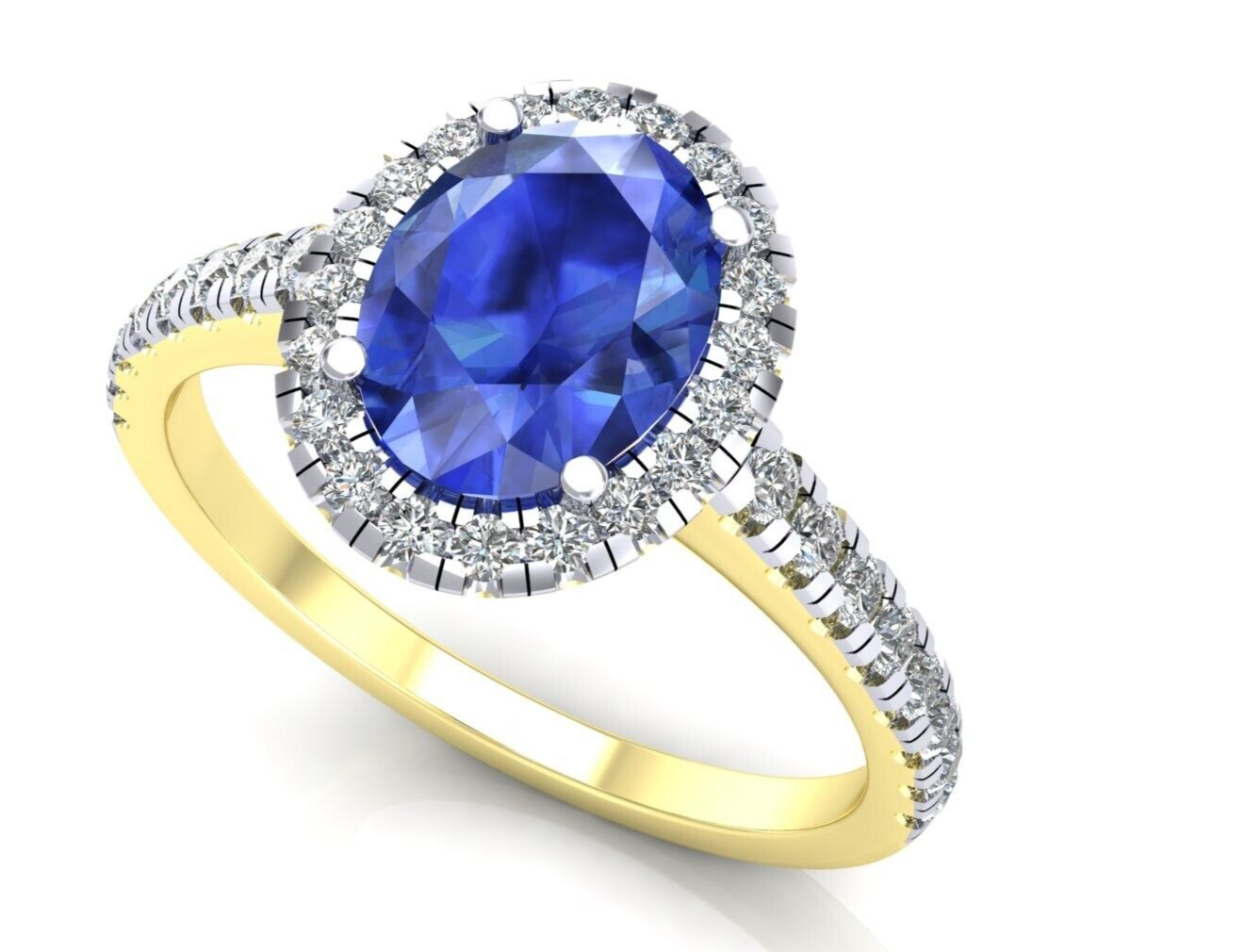 9ct Yellow Gold Sapphire Oval Cluster Ring Engagement Hallmarked Sizes L - R