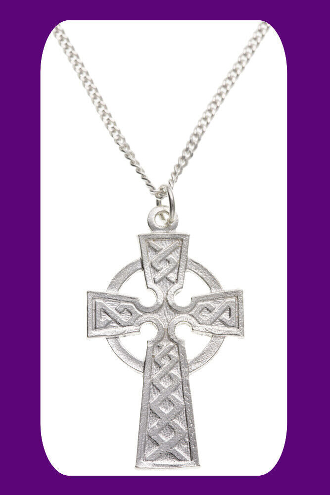 Sterling Silver Celtic Cross Pendant and 18" Chain 925 Hallmark