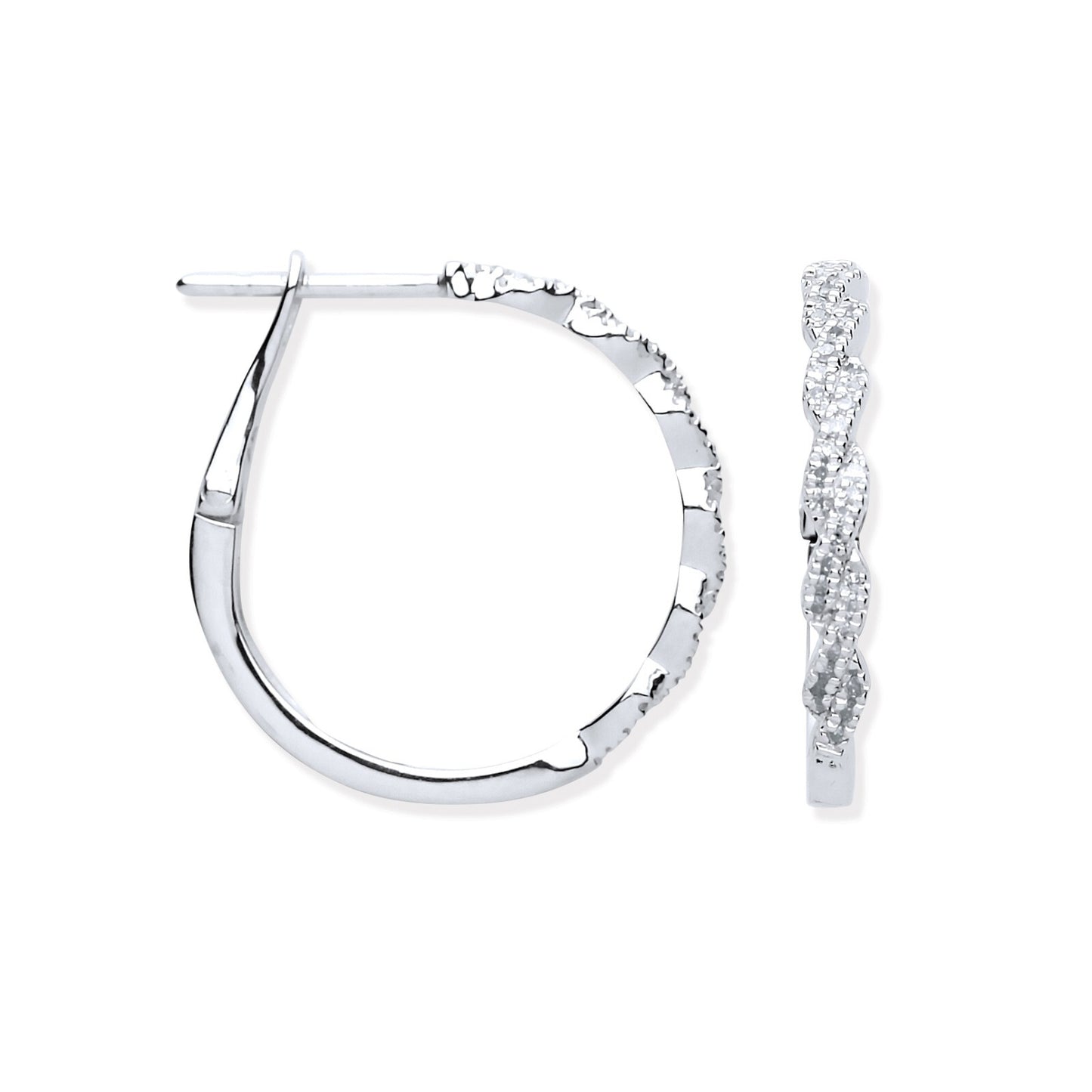 9ct White Gold 0.20ctw Twist Hoop Earrings 20mm Diameter