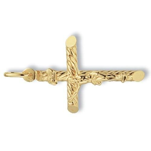 9ct Yellow Gold Crucifix Cross Pendant Medium 34 x 22mm Christening Communion