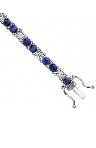 18ct White Gold 0.30ct Diamond & 5.00ct Sapphire Bracelet Made in London