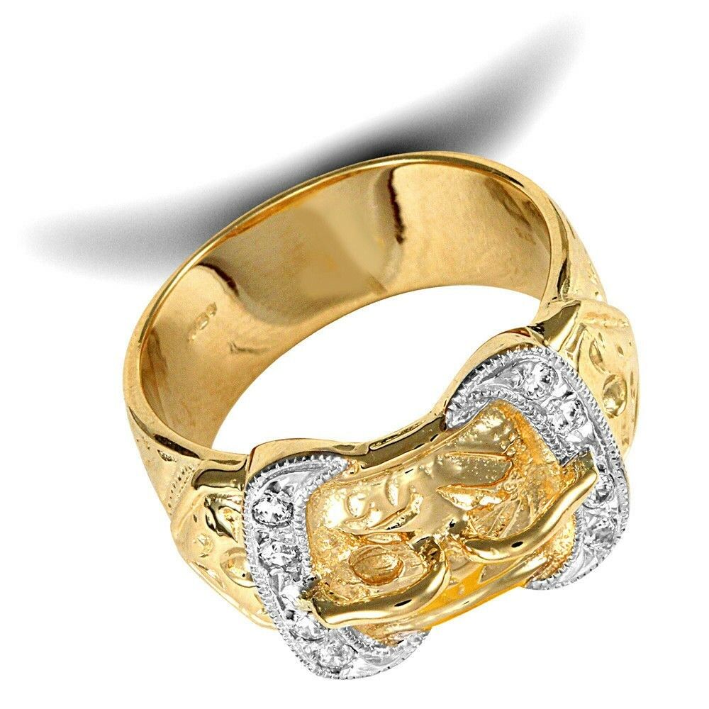 Men's Gold Buckle Ring Very Heavy Full Hallmark British Made Solid Yellow Gold