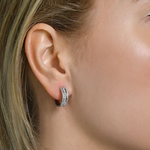 18ct White Gold 0.65ct Diamond Earrings 17.5mm Diameter