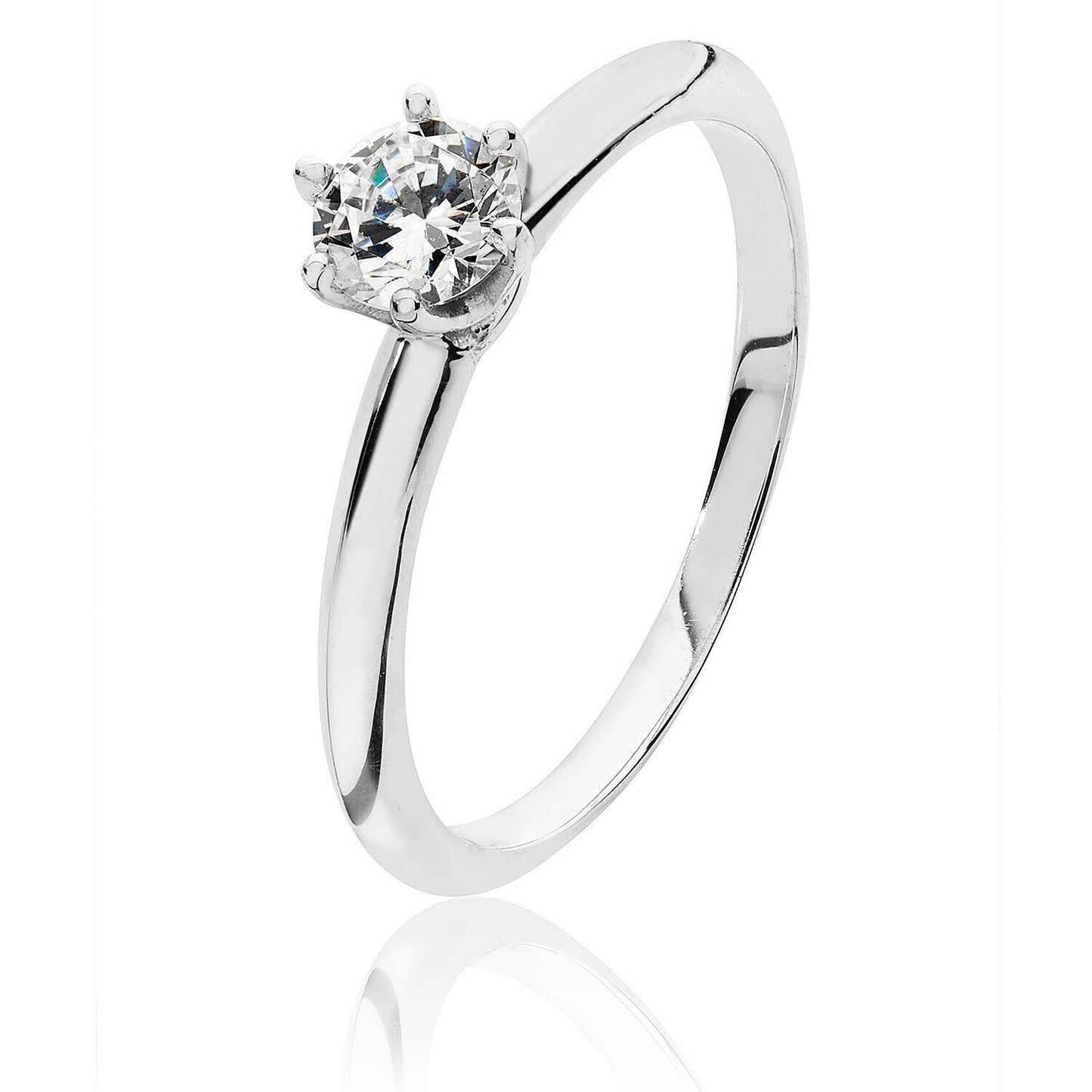 Sterling Silver 5mm Solitaire Ring Rhodium Plated 925 Hallmark Engagement