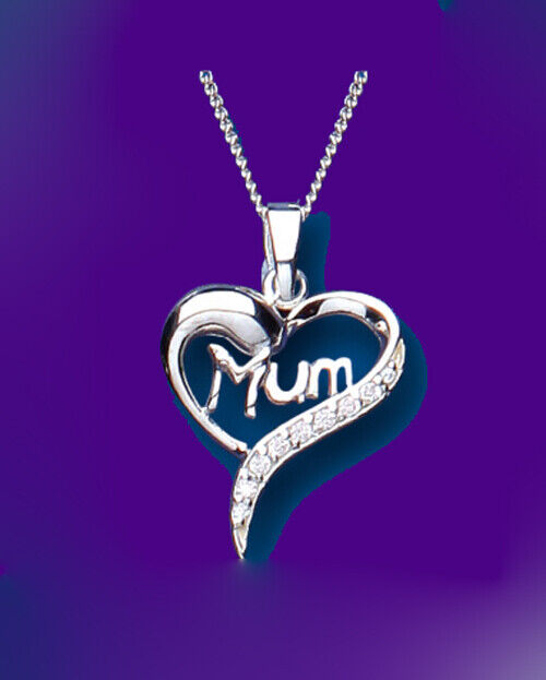Sterling Silver Mum Pendant 925 Hallmark Gemstone Necklace 18" Brand New Boxed