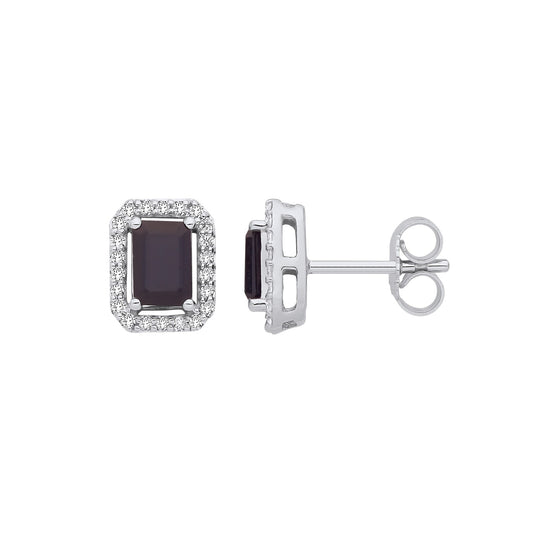 18ct White Gold Sapphire and Diamond Earrings Made in London 9.5 x 7.7mm